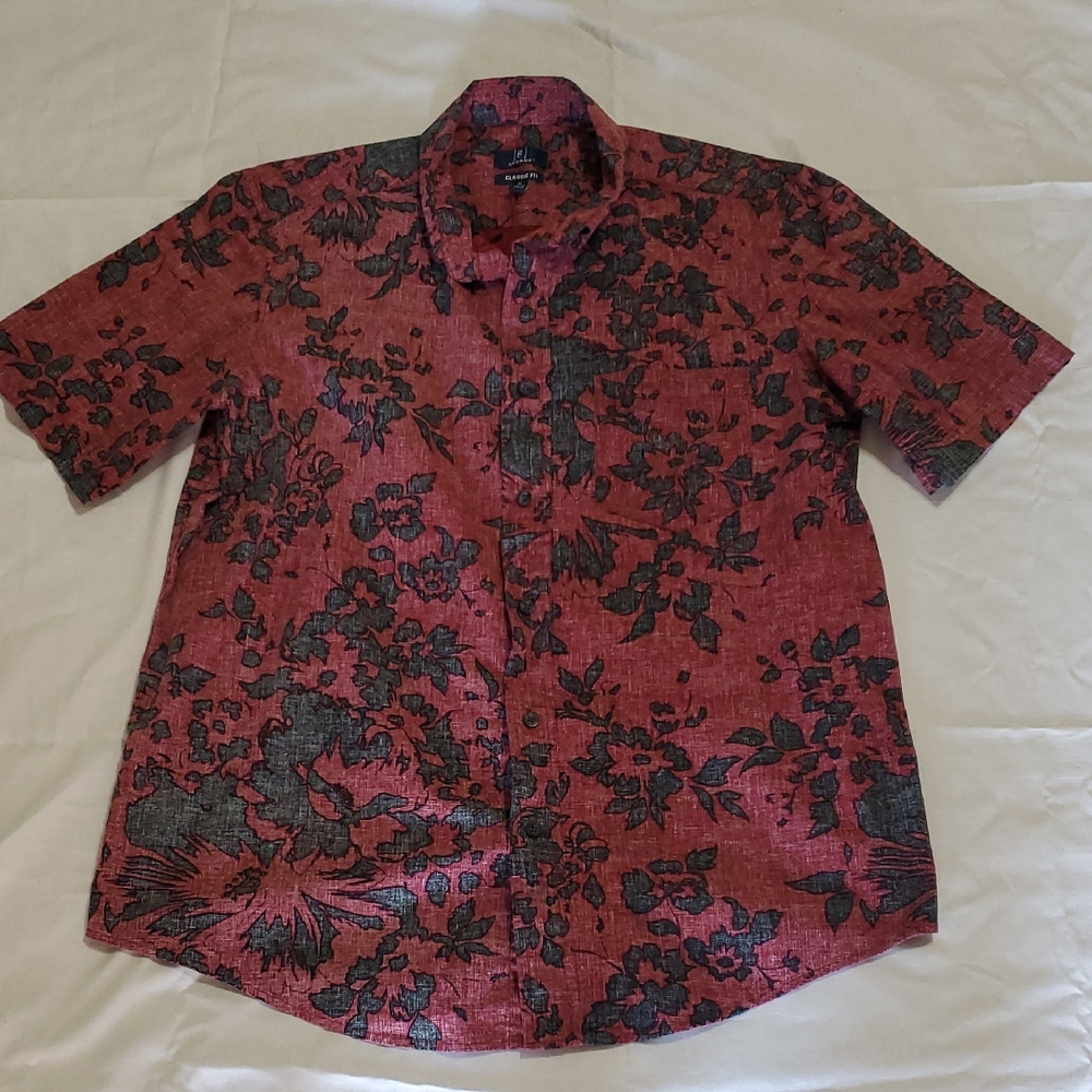 George Floral Red and Black Men's Button Down Shirt